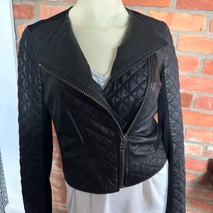 Women's Catherine Malandrino Black Leather Moto Fitted Jacket ~ Size 2